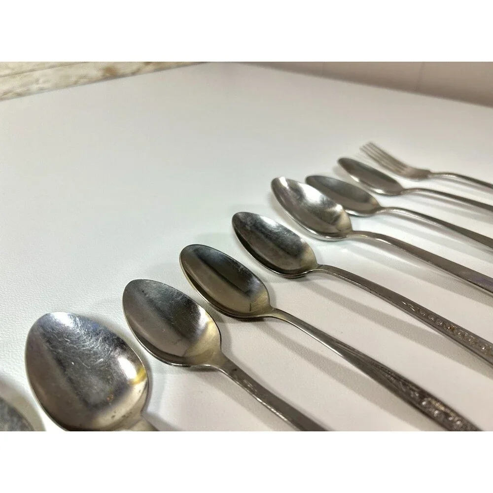 Lot Of 10 pc Mismatched Spoons, Fork Silverware See Pics Gata Superior Stainless